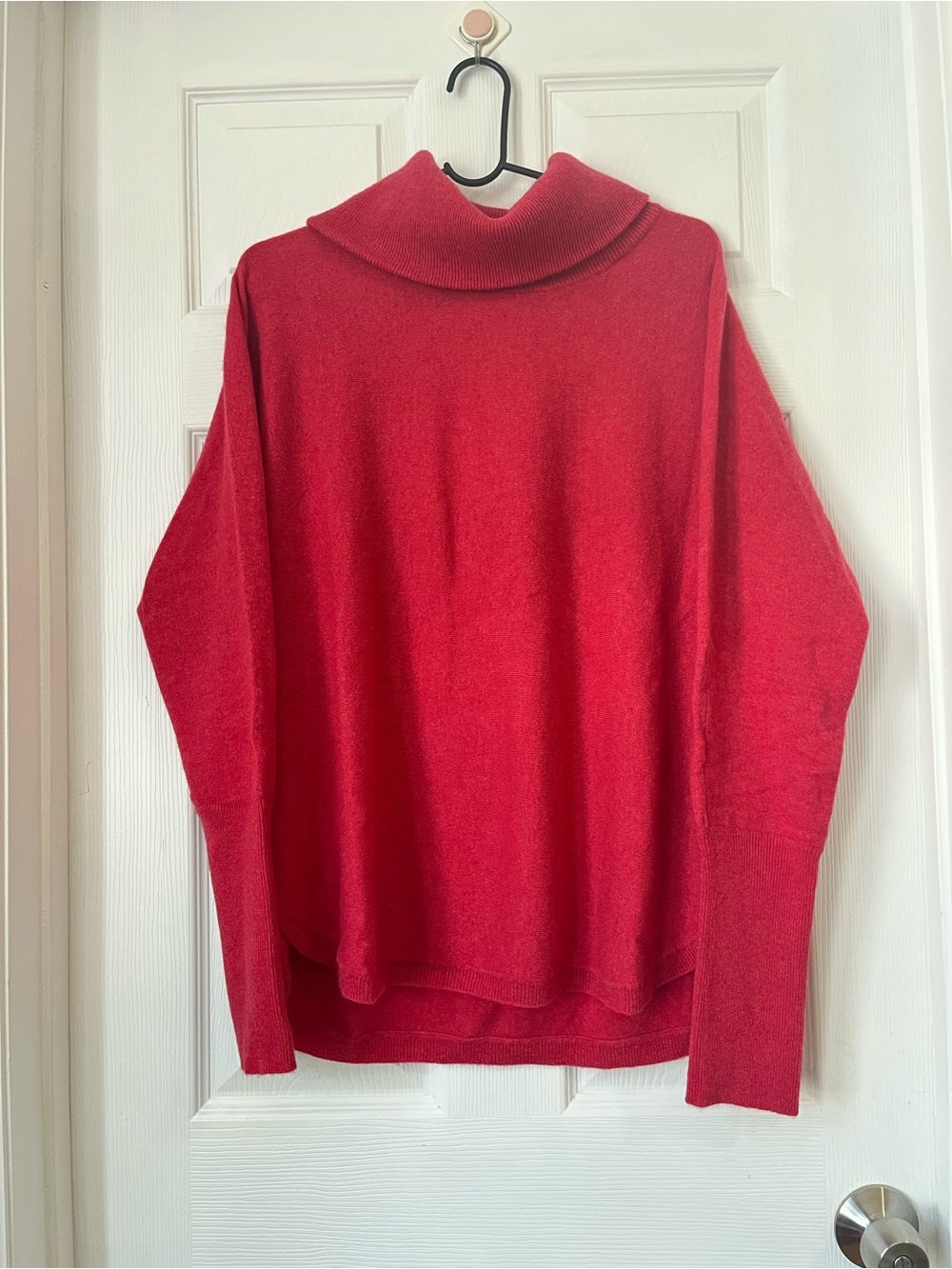 Max Studio 100% 2-ply Cashmere Red Cozy Knit Turtleneck Sweater size L
